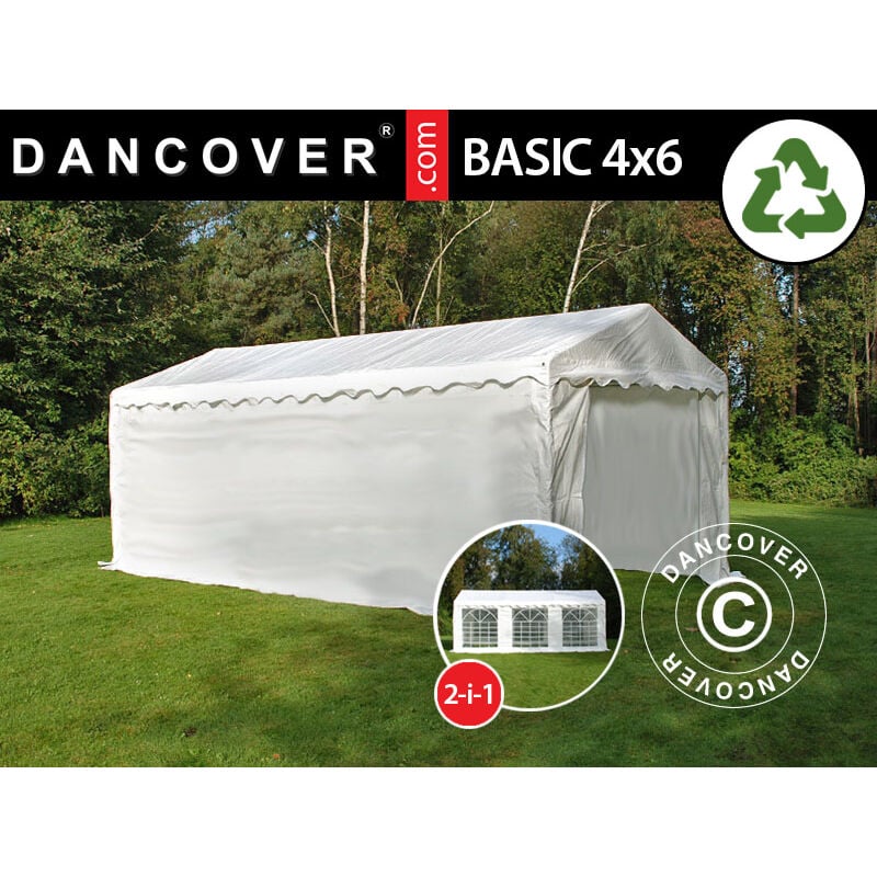 Storage Tent Portable garage Basic 2-in-1, 4x6 m pe, White