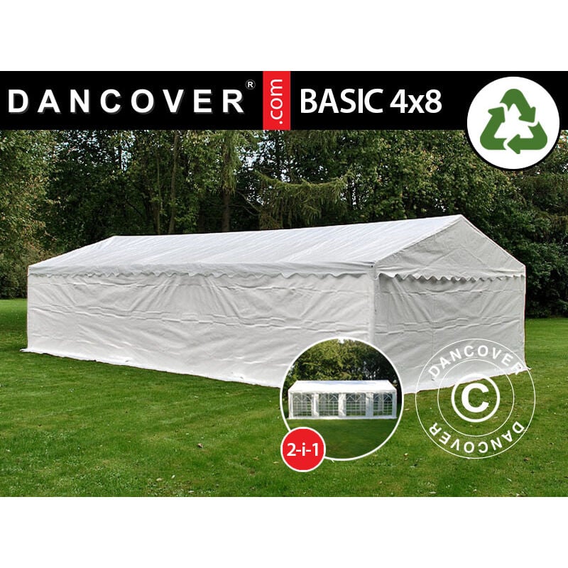 Storage Tent Portable garage Basic 2-in-1, 4x8 m pe, White