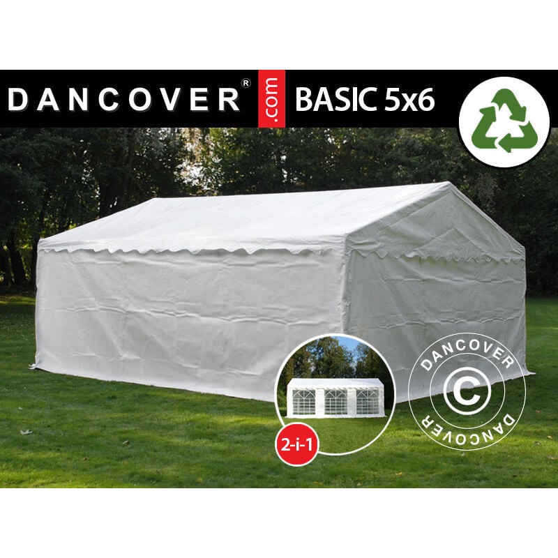 Storage Tent Portable garage Basic 2-in-1, 5x6 m pe, White