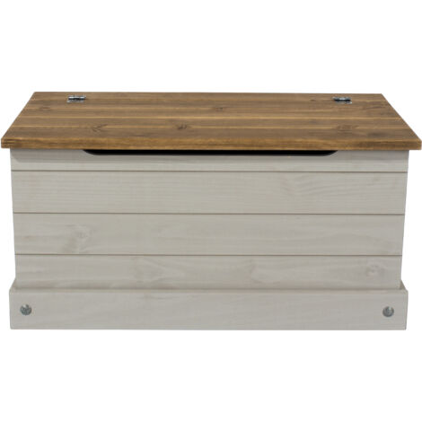 Storage Trunk - Pine - 90.2 x 48 x 44.5 cm - Grey Wax/Antique Waxed Pine