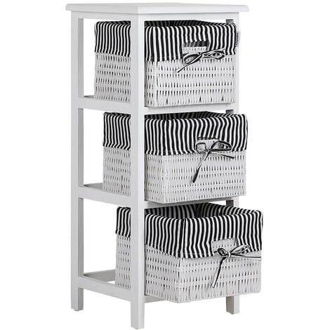 Storage Unit Basket Chest of Drawers Wicker Bathroom Furniture Shelf Cabinet