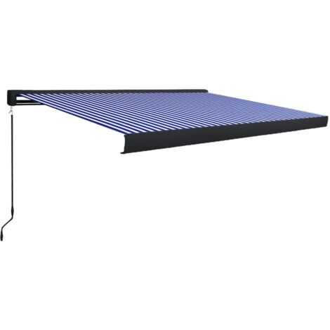 Store à cassette manuel 400x300 cm Bleu et blanc