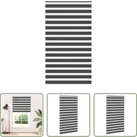 Store à deux couches -  Store zèbre noir 120x200 cm largeur du tissu 115,9 cm polyester
