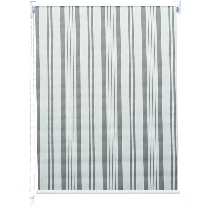 HHG - jamais utilisé] Store à enrouleur pour fenêtres 444, avec chaîne, avec perçage, isolation, opaque, 100 x 230, gris/blanc