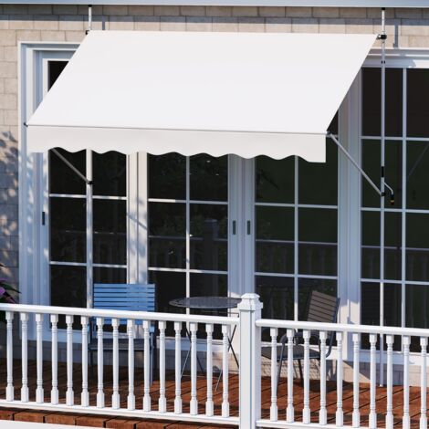 Store à Pince sans Perçage avec Manivelle Réglable en Hauteur & Résistant Aux UV 250 cm Blanc