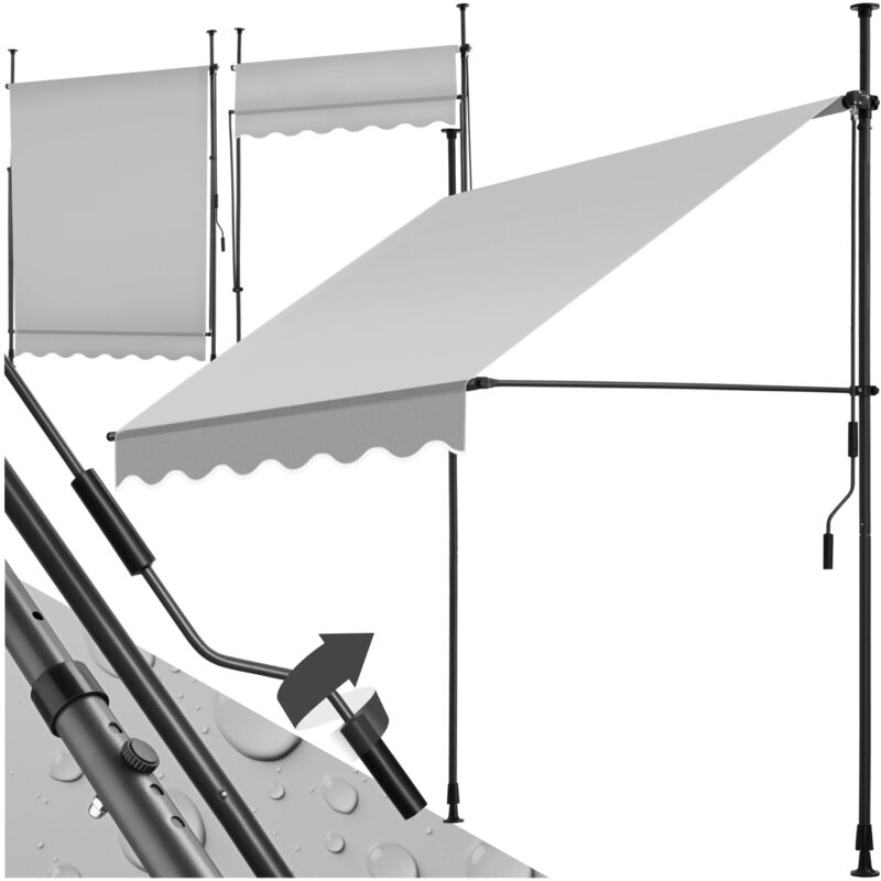 Store à pince sans perçage avec manivelle, réglable en hauteur - 150 x 180 cm, gris clair