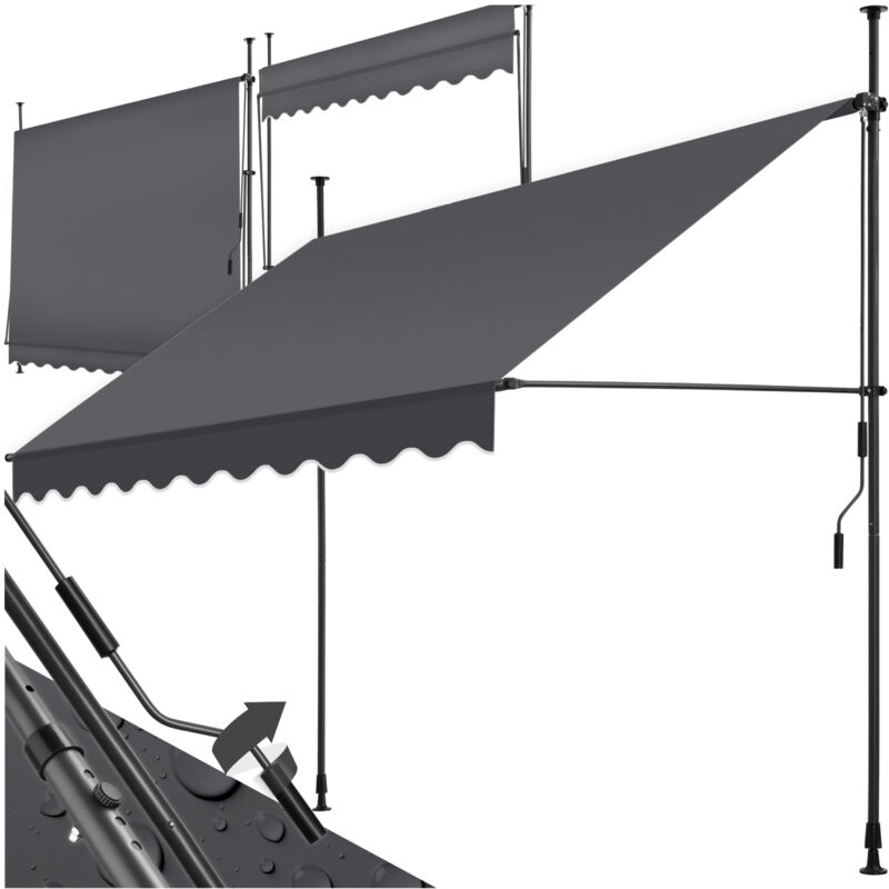 Store à pince sans perçage avec manivelle, réglable en hauteur - 250 x 180 cm, noir/gris