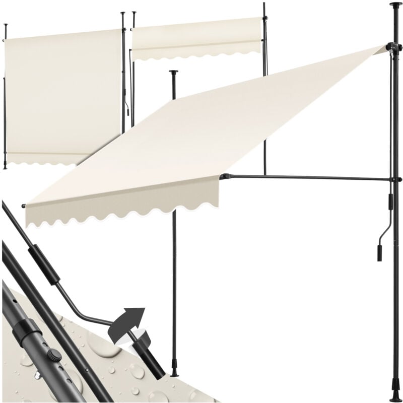 Store à pince sans perçage avec manivelle, réglable en hauteur - 200 x 180 cm, beige