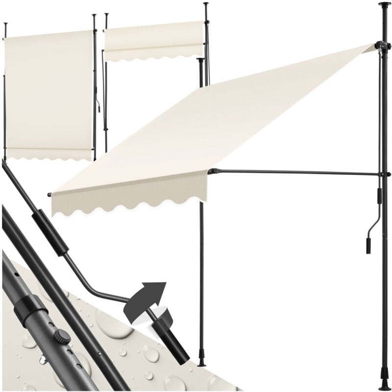 Store à pince sans perçage avec manivelle, réglable en hauteur - 150 x 180 cm, beige