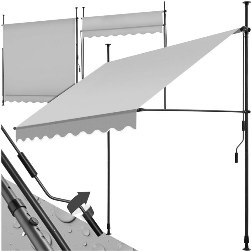 Store à pince sans perçage avec manivelle, réglable en hauteur - 200 x 180 cm, gris clair