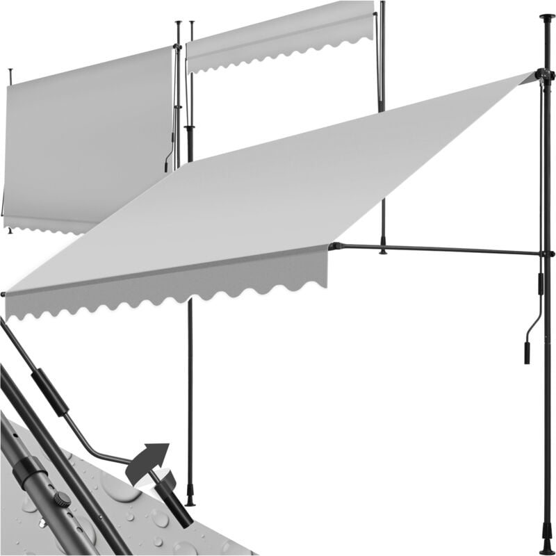 Store à pince sans perçage avec manivelle, réglable en hauteur - 300 x 180 cm, gris clair