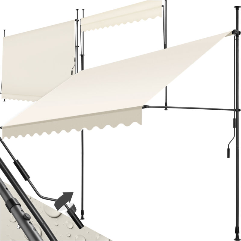 Store à pince sans perçage avec manivelle, réglable en hauteur - 300 x 180 cm, beige