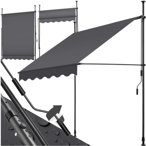 Tectake – Store à pince sans perçage 150 x 180 cm – Tissu polyester imperméable – Protection anti-UV 50 – Manivelle pour déploiement facile