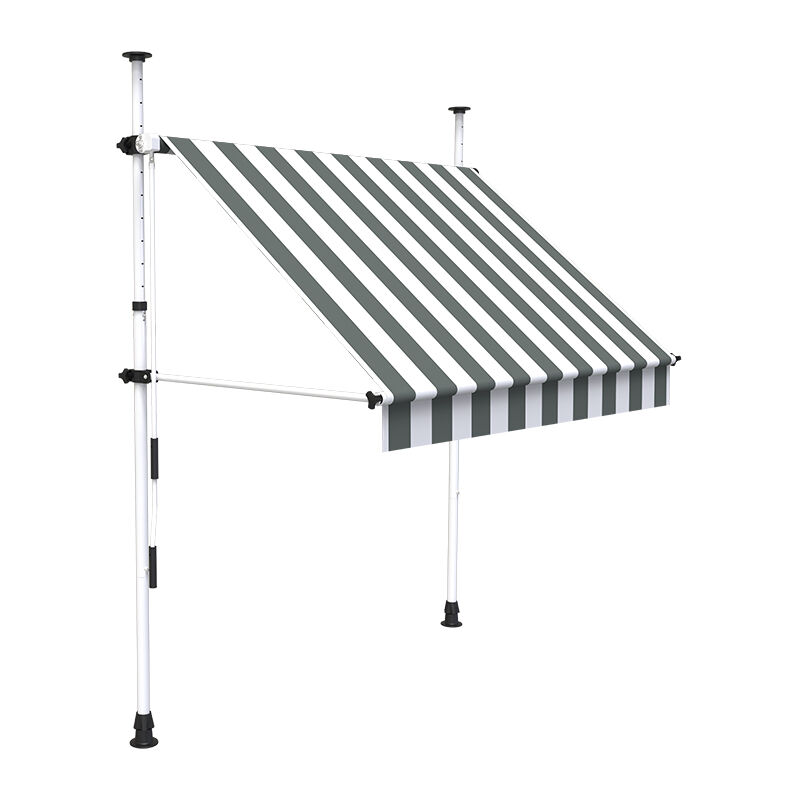 Store à projection autoportant sans perçage - 200 x 150 cm - Terrasse ou balcon - Blanc gris - Blanc gris