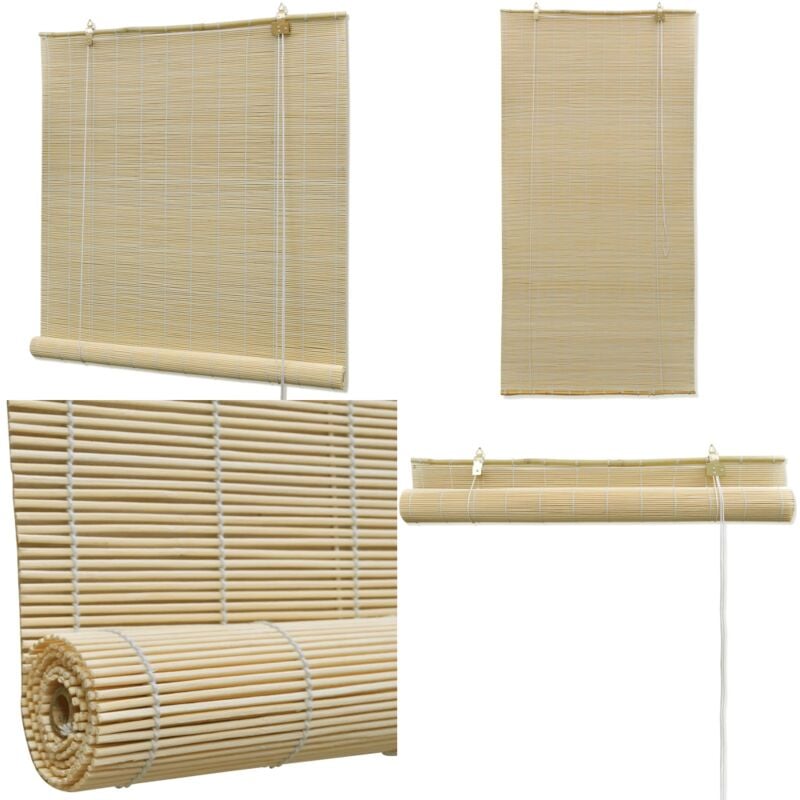 Store à rouleau bambou naturel 140x160 cm - Stores Vénitiens - Rideaux En Bambou - Décoration Intérieure - Habillage De Fenêtre - Luminosité Tamisée