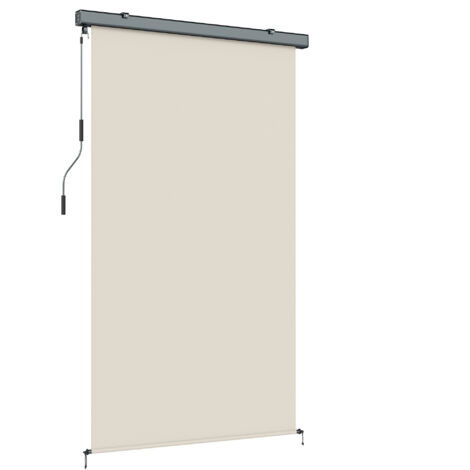 Store à Rouleau en Polyester Anti-UV avec Caisson Aluminium et Manivelle, 250x160 cm, Blanc Crème