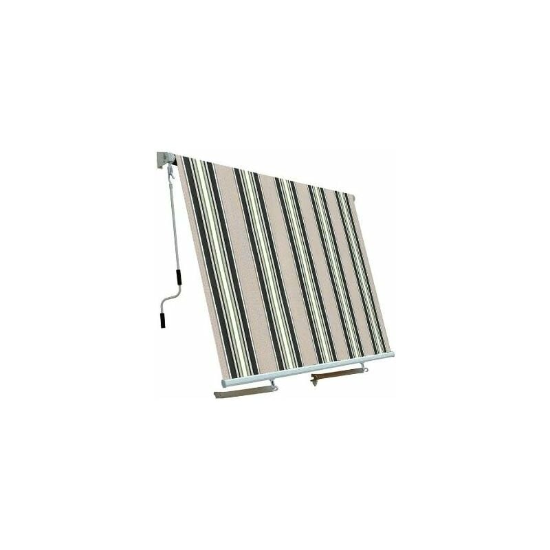 Garden Friend - Drop Awning avec bras en aluminium et polyester 245x300 cm couleur vert rayé