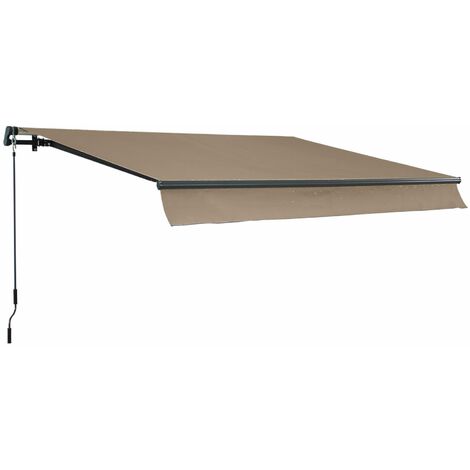 Store banne Alombra 3x2m taupe, aluminium, système manuel, sans coffre, 295cm, toile polyester enduite 280g