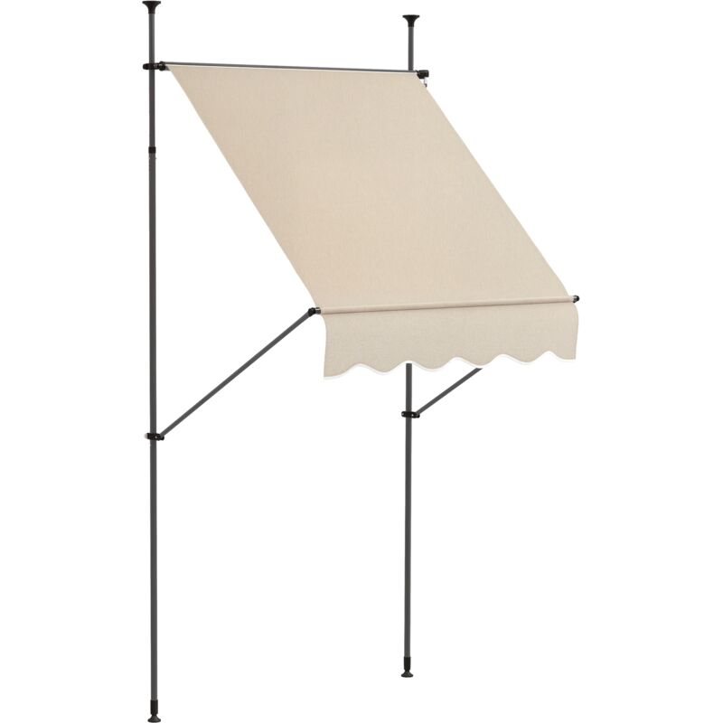 Store banne autoportant manuel rétractable 1,5L x 1,2l x 2,1-3H m inclinaison réglable métal alu polyester sable