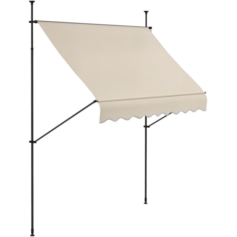 Store banne autoportant manuel rétractable 2,5L x 1,2l x 2,1-3H m inclinaison réglable métal alu polyester sable