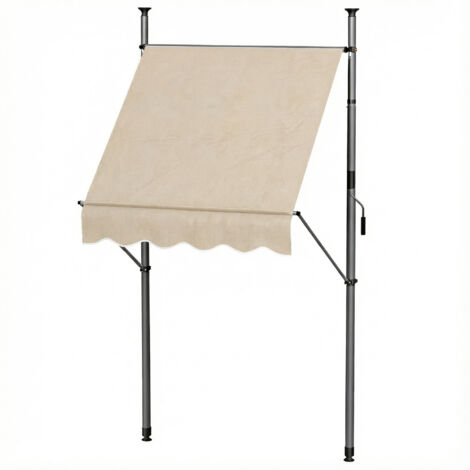 Store banne autoportante manuelle escamotable 1,5 x 1,2 x 2,1-3H m inclinaison réglable métal aluminium polyester beige