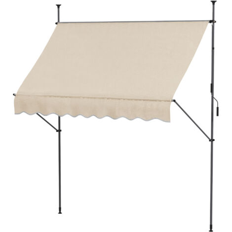 Store banne autoportante manuelle rétractable 2,5L x 1,2l x 2,1-3H m inclinaison réglable métal aluminium polyester sable