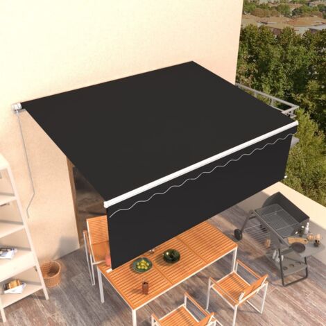 Store banne-Auvent manuel rétractable avec store 4x3 m Anthracite