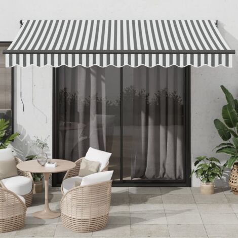 Store banne-Auvent rétractable anthracite et blanc 3,5x2,5m tissu aluminium