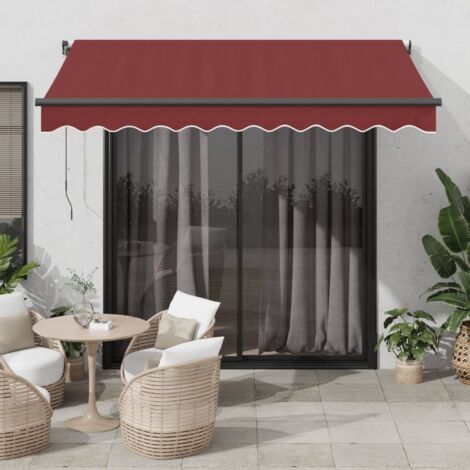 Store banne-Auvent rétractable automatique avec LED bordeaux 350x250 cm
