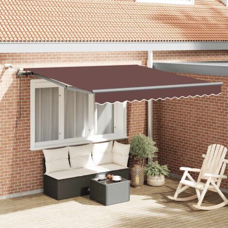 Store banne-Auvent rétractable automatique avec LED marron 300x250 cm