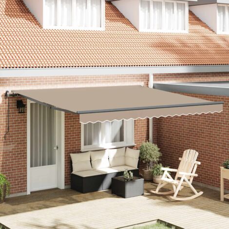 Store banne-Auvent Rétractable Beige 400x300 cm Tissu et Aluminium