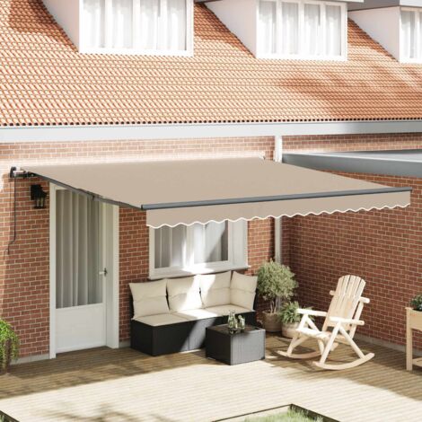 Store banne-Auvent Rétractable Beige 400x350 cm Polyester et Acier