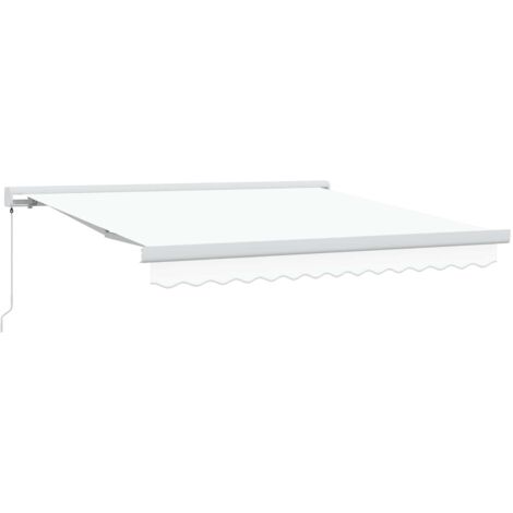 Store banne-Auvent Rétractable Blanc 350 x 250 cm Tissu et Métal