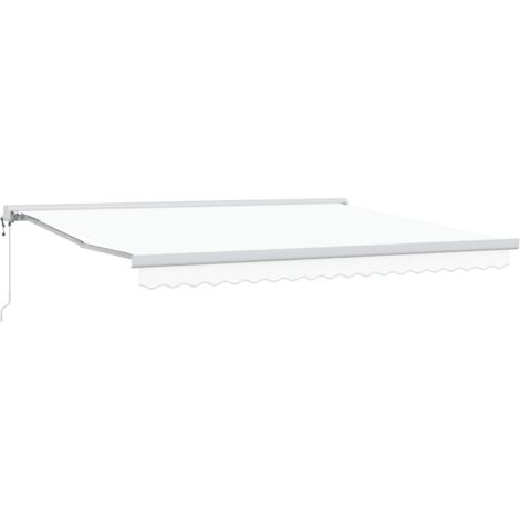Store banne-Auvent Rétractable Blanc 400x300 cm Tissu et Métal