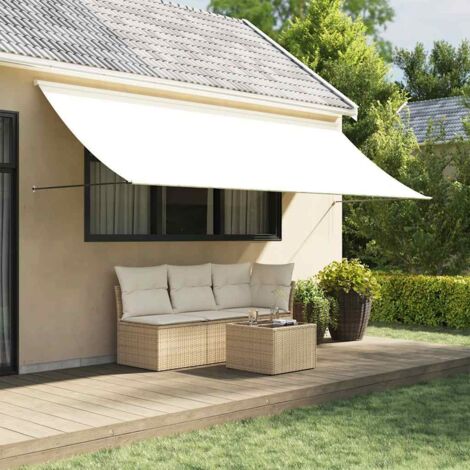 Store banne-Auvent rétractable crème 350x150 m tissu et acier