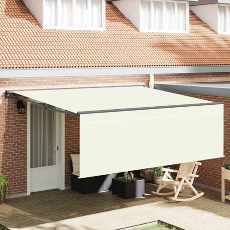 Store banne-Auvent Rétractable Crème 400x300 cm Polyester et Aluminium