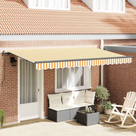 Store banne-Auvent Rétractable Jaune 400 x 200 cm tissu