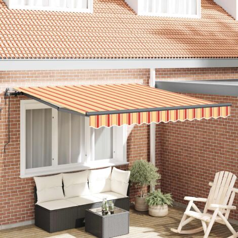 Store banne-Auvent Rétractable Jaune et Orange 350 x 250 cm