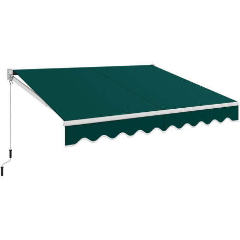 Store Banne Auvent Rétractable Manuel 295x250CM Angle Ajustable 40°-100° sans Perçage Vert