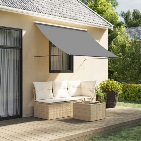 Store banne, Auvent rétractable, Marquise auvent de porte anthracite 200x150 m tissu et acier CON3345 DESIGN IN