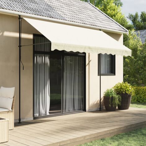 Store banne, Auvent rétractable, Marquise auvent de porte crème 300x150 m tissu et acier CON2011 DESIGN IN