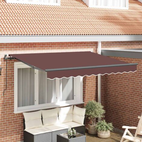 Store banne-Auvent Rétractable Marron 250 x 200 cm tissu