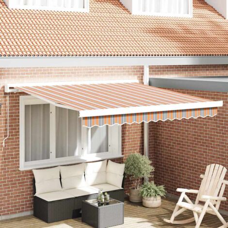 Store banne-Auvent Rétractable Multicolore 300 x 250 cm Tissu et Métal