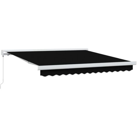 Store banne-Auvent Rétractable Noir 350 x 250 cm Tissu et Métal