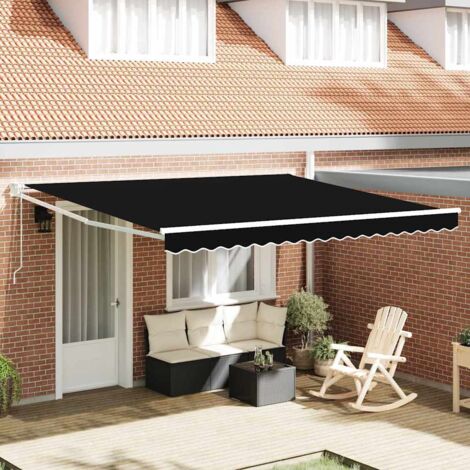 Store banne-Auvent Rétractable Noir 400x300 cm Polyester et Aluminium