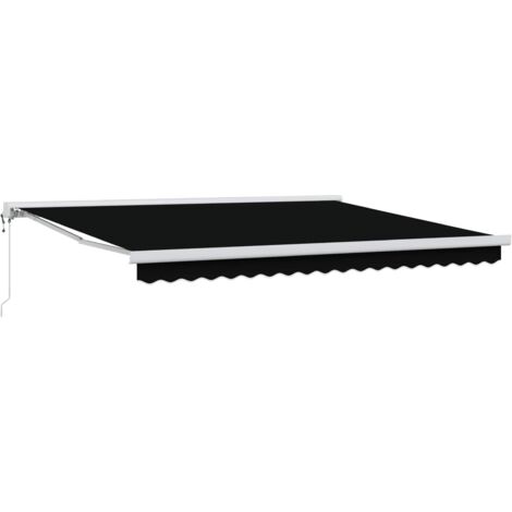 Store banne-Auvent Rétractable Noir 400x300 cm Tissu et Métal