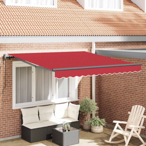 Store banne-Auvent Rétractable Rouge 350 x 250 cm Tissu et Aluminium