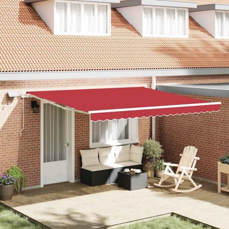Store banne-Auvent Rétractable Rouge 400x300 cm Tissu et acier
