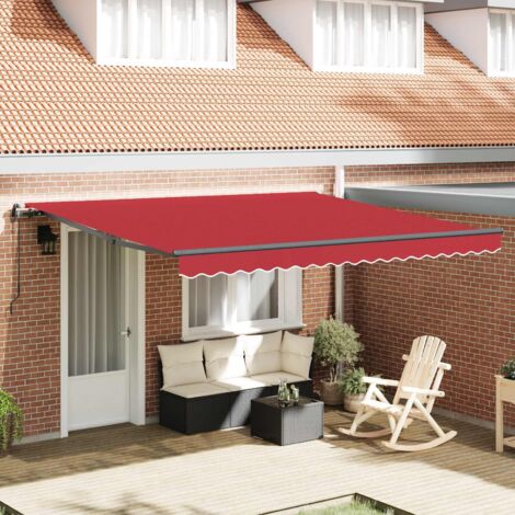 Store banne-Auvent Rétractable Rouge 400x300 cm Tissu et Aluminium