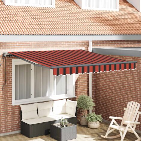 Store banne-Auvent Rétractable Rouge et Noir 350 x 250 cm